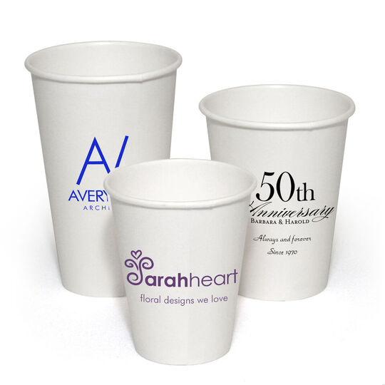 Custom with Your 1-Color Artwork with Text we will Typeset Paper Coffee Cups